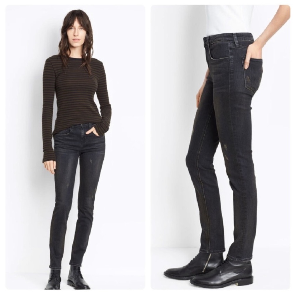 VINCE Black High Waist Skinny Jean Distressed 29